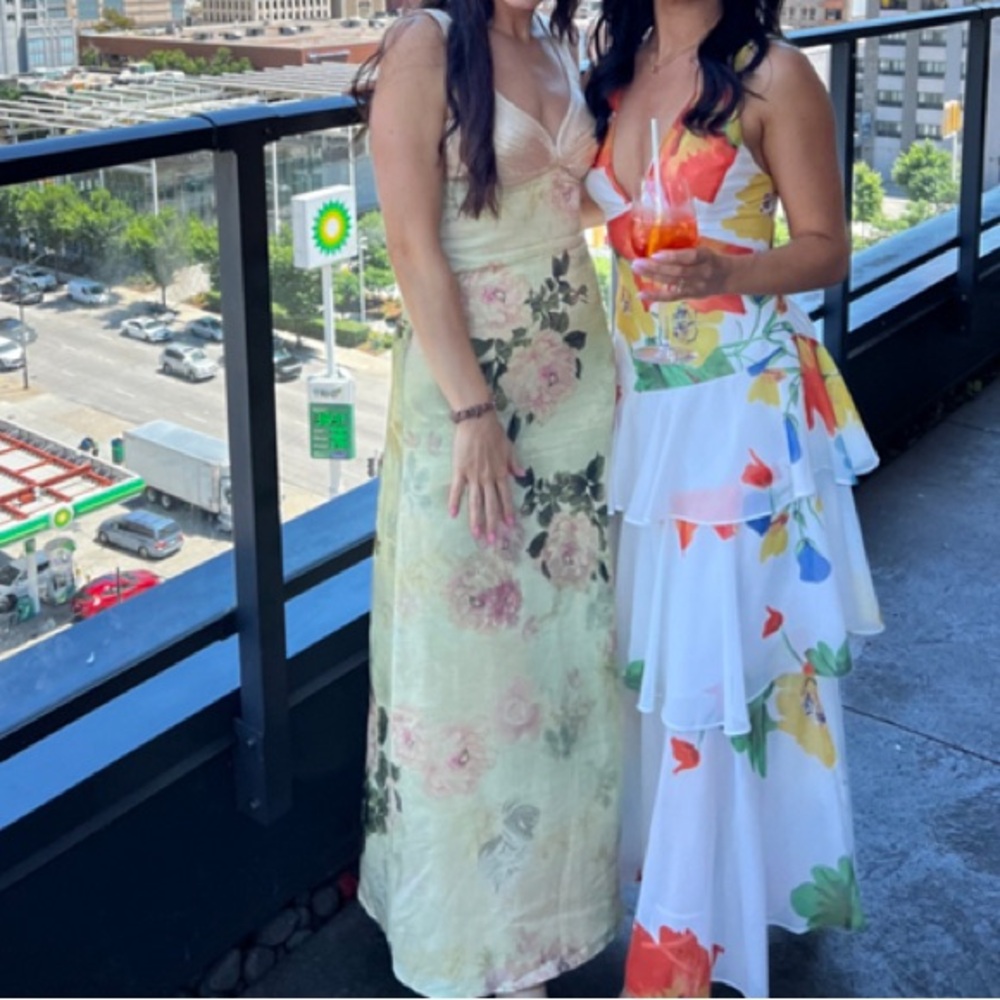 Anthropologie Geisha Designs Floral Maxi Slip Dress in Light Yellow size large - Picture 5 of 14
